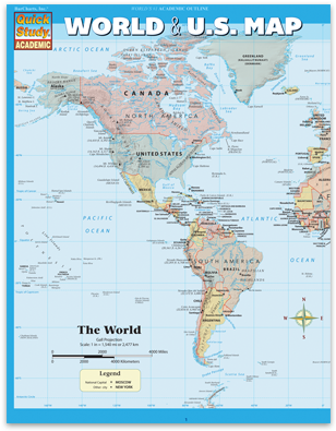 World Us Map - World & U.s. Map [book] (443x400), Png Download