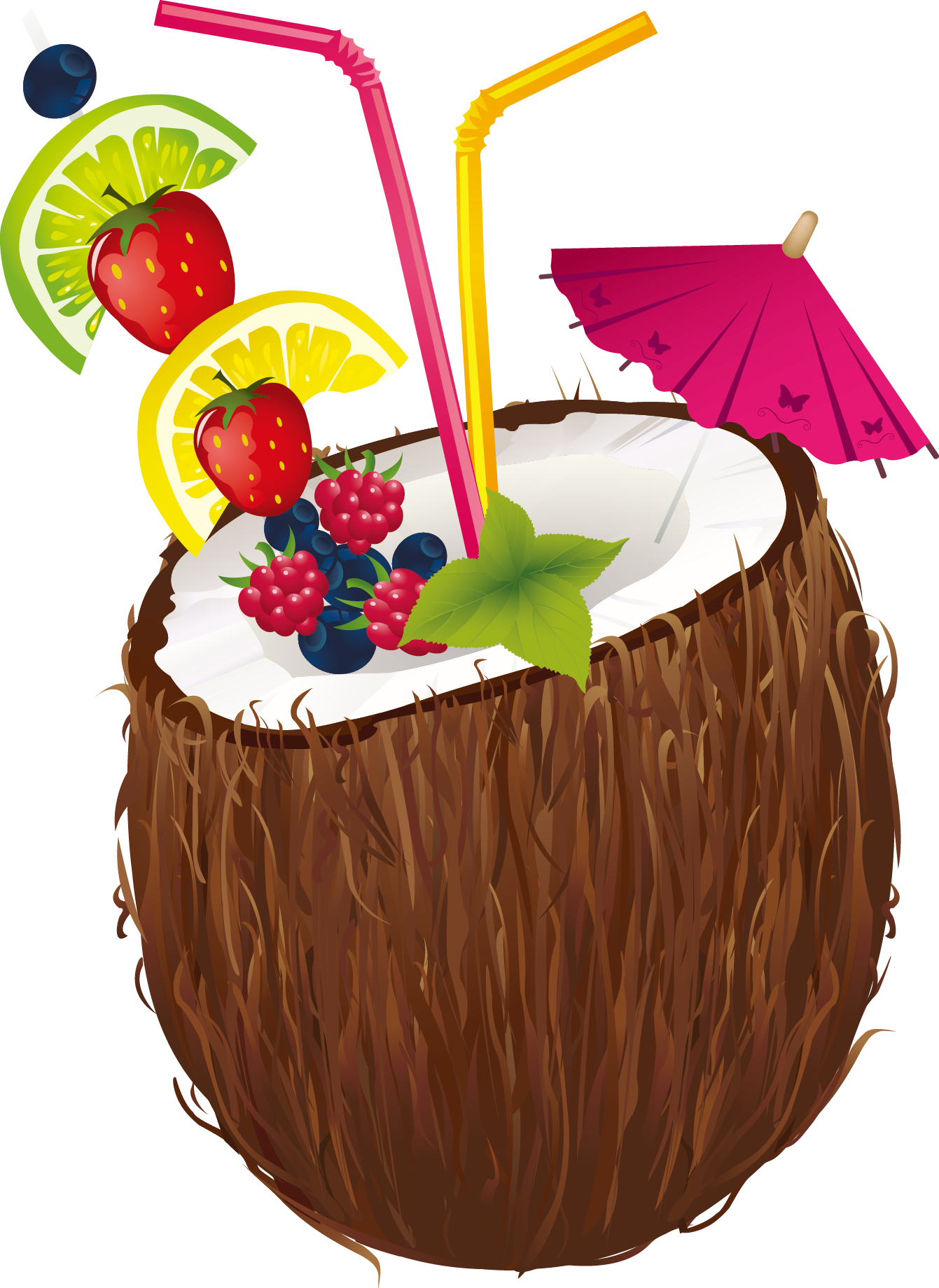 Picture Freeuse Library Cocktail Water Milk Clip Art - Coconut Drink Clip Art (1341x1840), Png Download