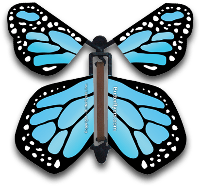 Sky Blue Monarch Magic Flying Butterfly - Greeting Card (450x415), Png Download