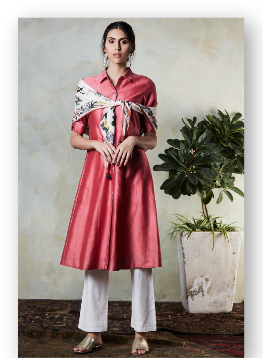 Chanderi Silk Kurta By Ritu Kumar - Chanderi (531x722), Png Download