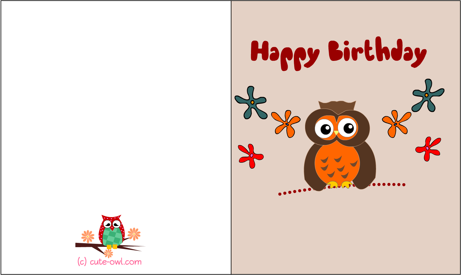Free Printable Cute Owl Birthday Cards - Printable Owl Birthday Card ...