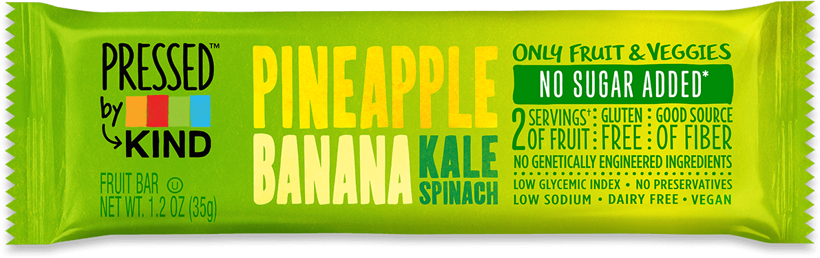 Pineapple Banana Kale Spinach - Pressed By Kind Fruit Bars (1334x564), Png Download