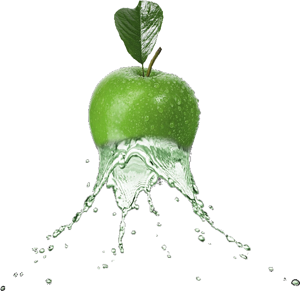 Scfruits Apple Greenapple Splash Water Fruit Food Ftest - Green Apple Water Splash (640x628), Png Download
