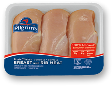 Boneless Skinless Breast With Rib Meat - Pilgrim's Chicken Leg Quarter (480x388), Png Download