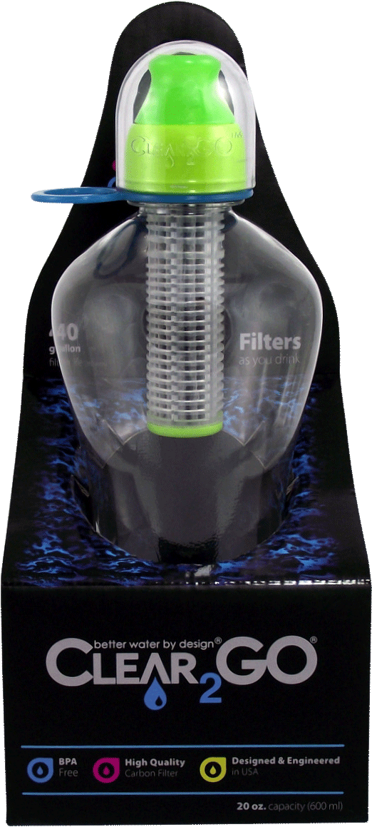 Clear2go® Stylish Splash Water Bottle Filter 20 Oz - Clear2go Splash Filter Water Bottle Green 20-ounce (860x1200), Png Download