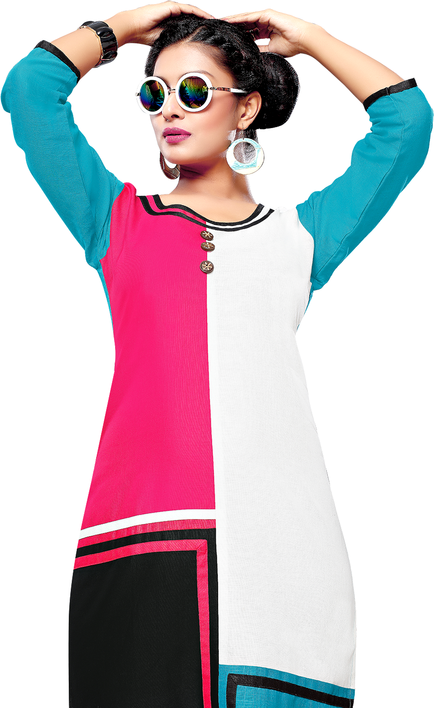 Yuri's Multicoloured Cotton Straight Kurti - Kurti Top (1500x1500), Png Download