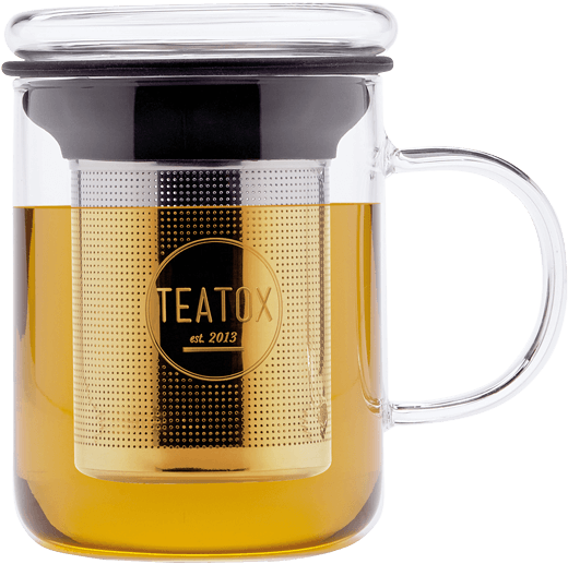 Tea Mug With Removable Tea Strainer And Glass Lid - Teatox, Glass Mug With Filter - 330ml, Stainless Steel (700x700), Png Download