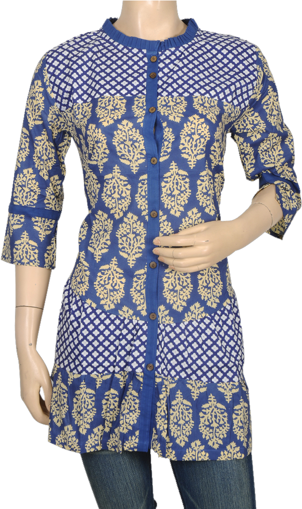 Block Print Kurtis (651x1020), Png Download
