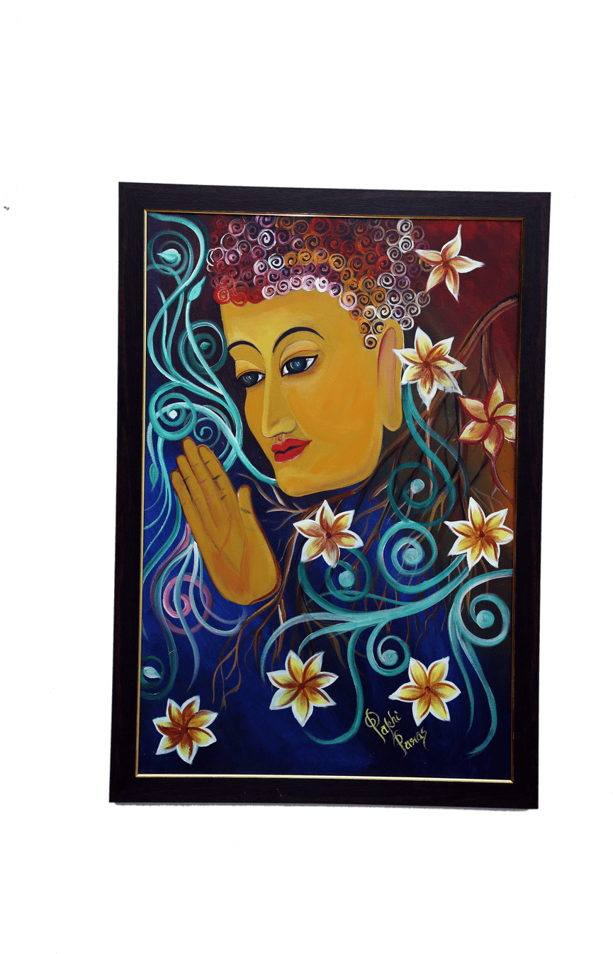 Buy Hand Made Painting Lord Budha Online - Painting (912x1368), Png Download