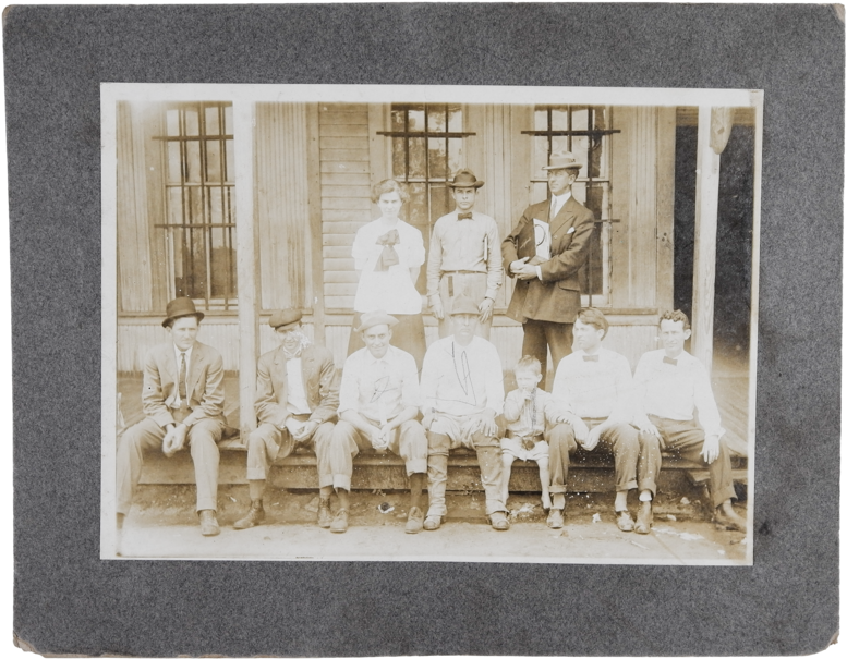 Vintage Image Of People Outside A Business (1000x1250), Png Download