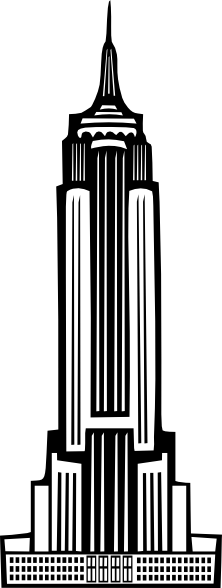 Empire State Building Simple Drawing (222x588), Png Download