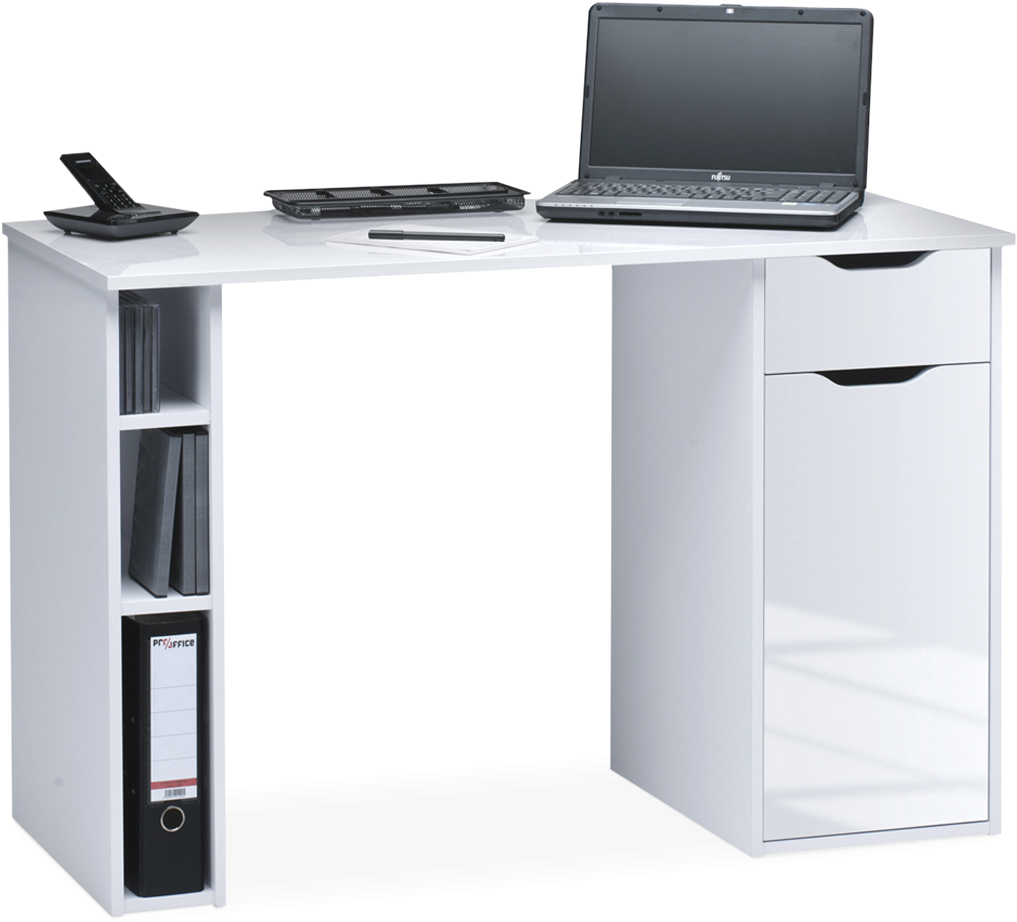 Download Maja Vegas Computer Desk In White And High Gloss White PNG Image  with No Background 