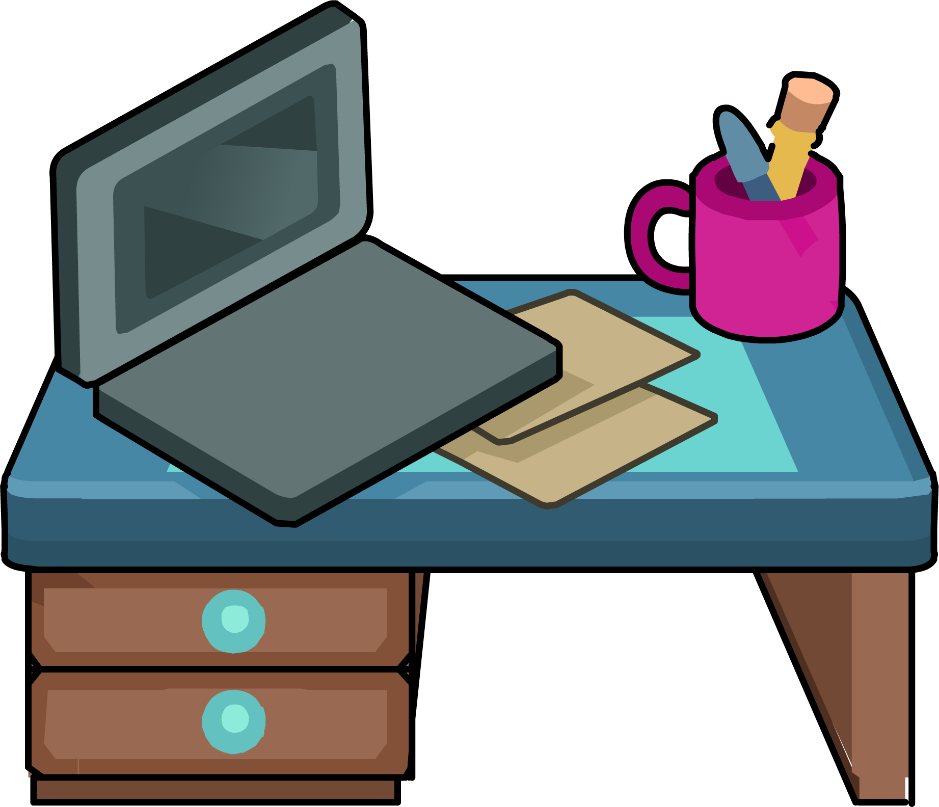 Image Furniture Icons Png Wiki Fandom - Club Penguin Desk (1843x1584), Png Download