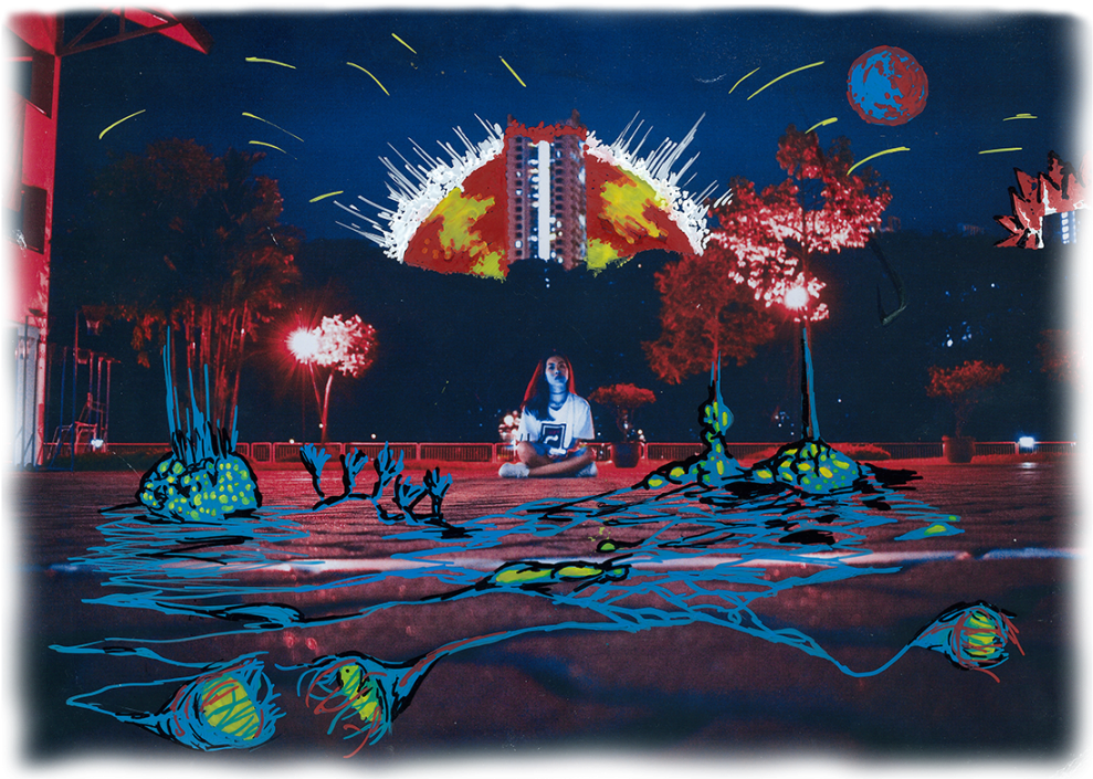 In This Panel, We Have The Main Character Seen Sitting - Painting (1024x718), Png Download