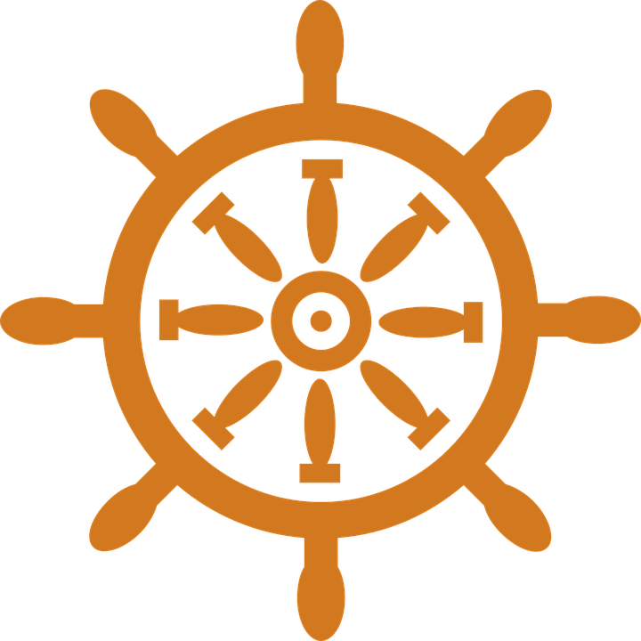Icon Sources - Orange And White Flag With Wheel (720x720), Png Download