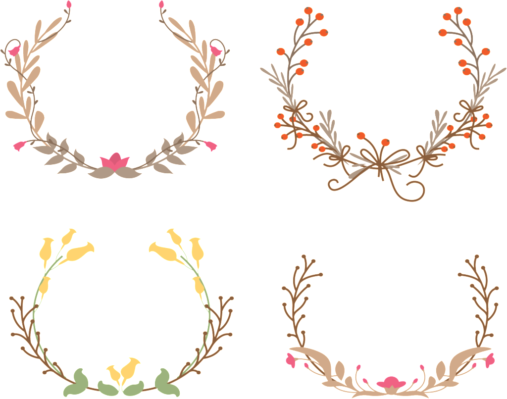 Fresh Literary And Artistic Colourful Flower Hand-painted - Wreath (1024x806), Png Download