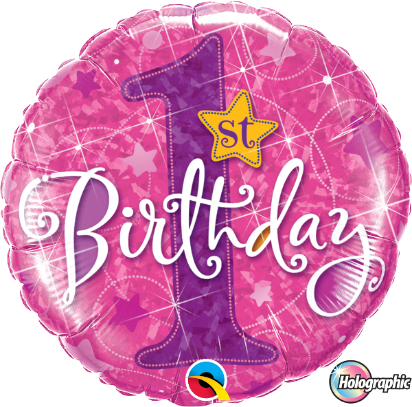 1st Birthday Pink Foil - 1st Birthday Balloons Png (500x495), Png Download