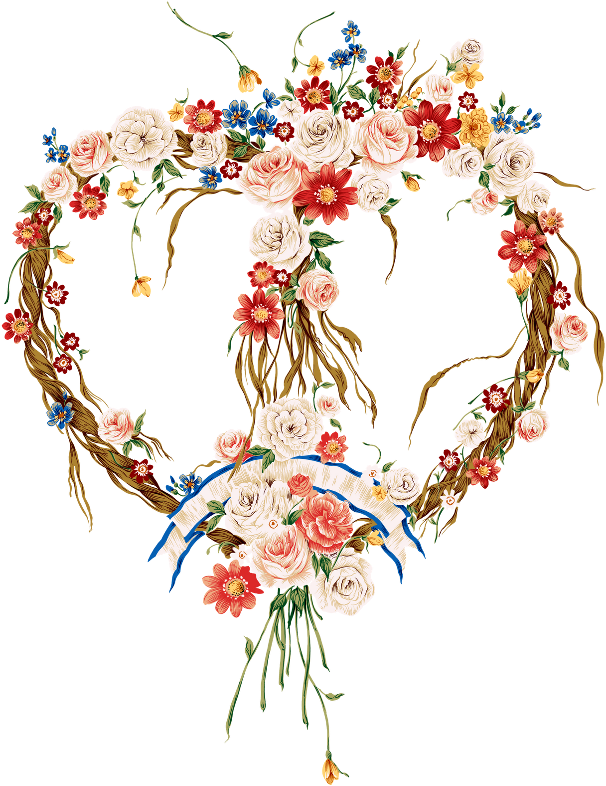 Floral-design Png - Floral Valentine Heart Mugs (1257x1600), Png Download