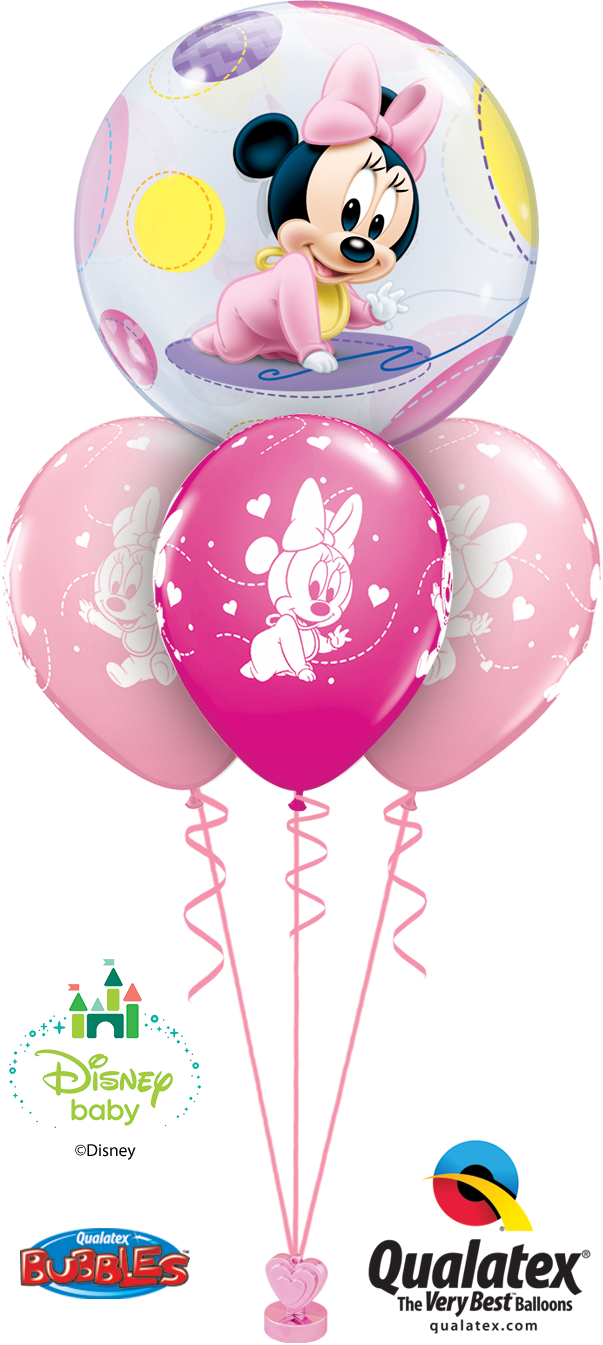 Here Are A Few More Lovely 1st Birthday Bouquet Design - 22" Single Bubble Baby Minnie - Mylar Balloons Foil (603x1345), Png Download