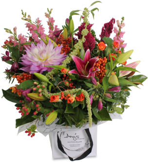 Bright And Colourful Florist Choice Bouquet - Lima (371x360), Png Download