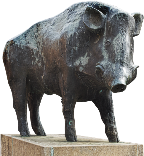 Boar,bronze Statue,animal - Statue Of Animal Transparent (500x535), Png Download