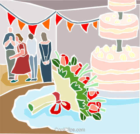Wedding Reception And Wedding Cake Royalty Free Vector - Hochzeitsfeier Clipart (480x457), Png Download
