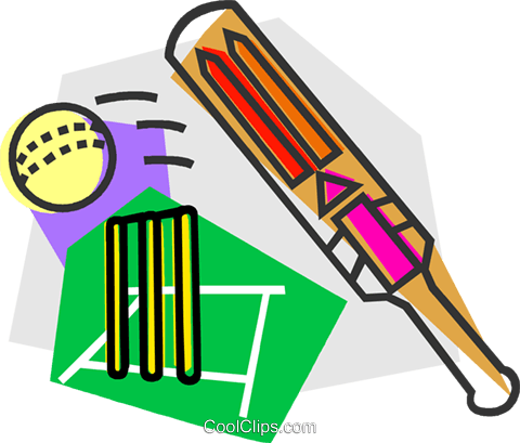 Cricket Ball And Bat Royalty Free Vector Clip Art Illustration - Sports In India (480x409), Png Download
