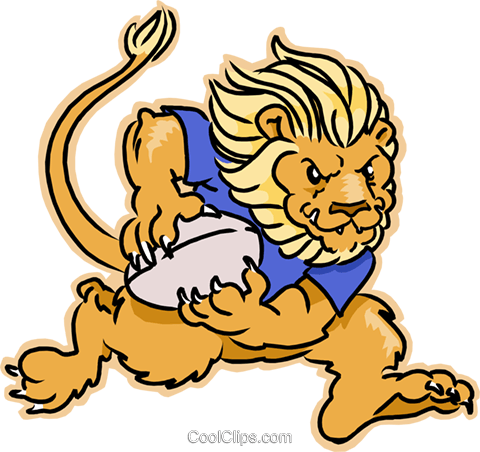 Playing Royalty Free Vector Clip Art Illustration - Cartoon Lion With Football (480x452), Png Download