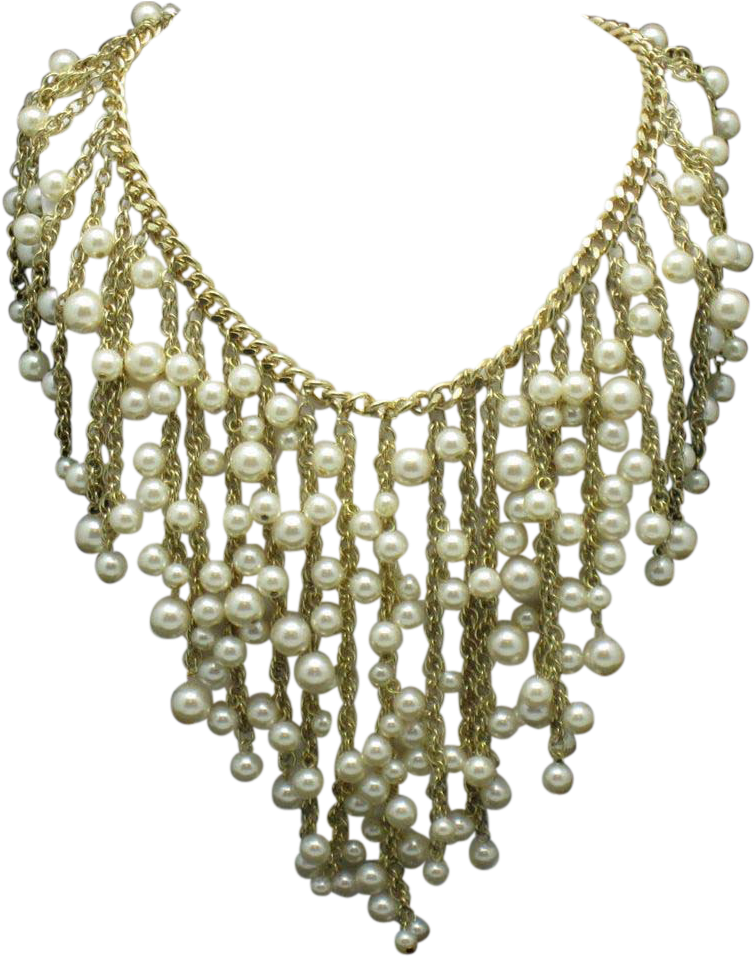 Arnold Scaasi Gold Plated Simulated Pearl Cascading - Jewellery (956x956), Png Download