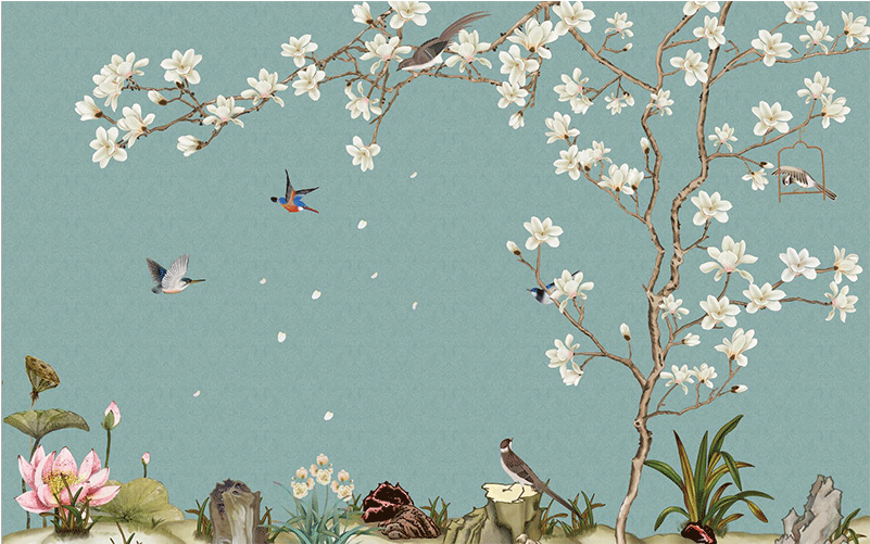 New Chinese Wallpaper Tv Background Wall Paper Flowers - Wallpaper (800x800), Png Download