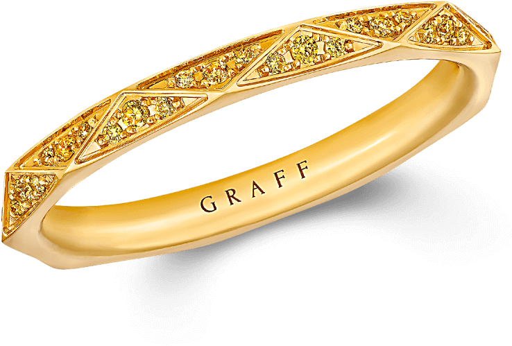 A Graff Yellow Gold Laurence Graff Signature Wedding - Ring (2000x2000), Png Download