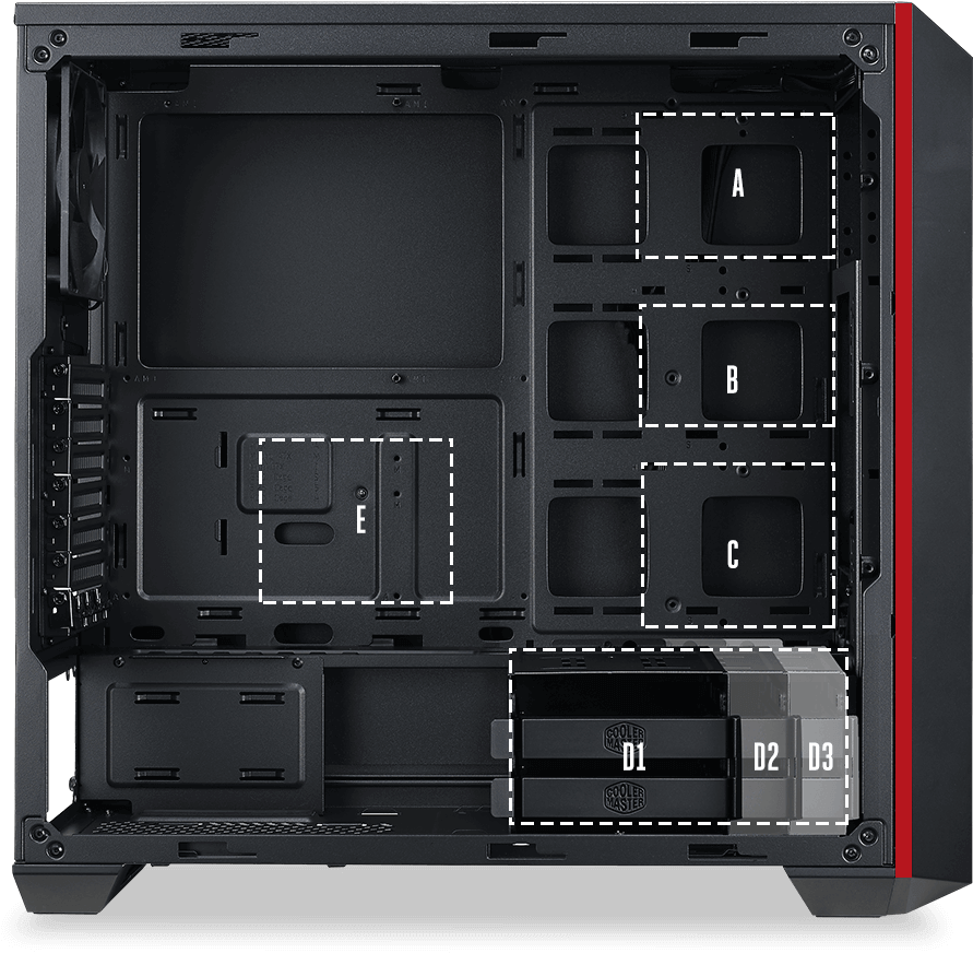 Tray Cut-outs Also Allow For The Easy Mounting And - Cooler Master Masterbox 5 Mid-tower Atx Case (954x930), Png Download