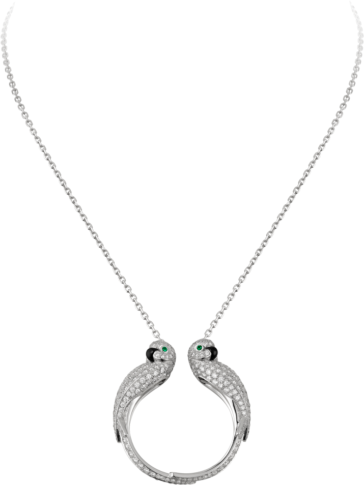 Cartier Lovebirds Motif Necklace White Gold Emerald - Necklace For Girls Png (1000x1000), Png Download