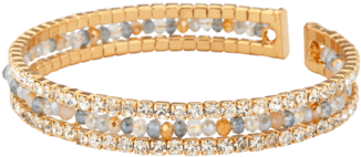 Fancy Ladies Bracelet Cuff - Natural Beads And Rhinestones Italian Designer Cuffs-aveza (500x500), Png Download