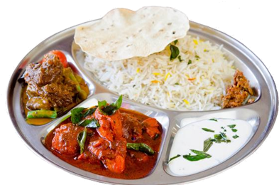 Non Veg & Veg Thali - Indian Food Plate Png (600x270), Png Download
