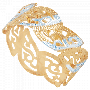 Rk Fashion 18k White And Gold Plated Elegant Cnc Cutting - Two Layer Hollow Cut Out Pattern Ring Jewelry (375x375), Png Download