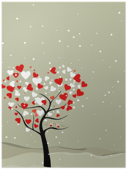Abstract, Valentine Tree With Hearts & Love Birds - Illustration (400x400), Png Download