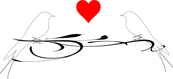 Love Birds Clip Art At Clker - Heart (600x273), Png Download