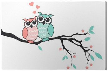 Cute Owls In Love Pillow Case (400x400), Png Download