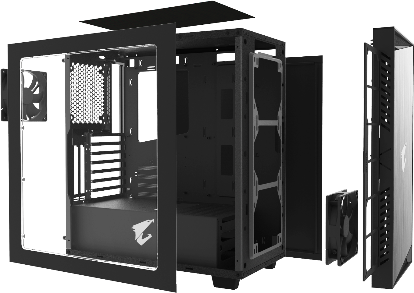 Buy Aorus Cabinet Gigabyte Aorus Ac300w R2 Atx - Gigabyte Ac300w Atx Mid Tower Pc Case (1465x1008), Png Download