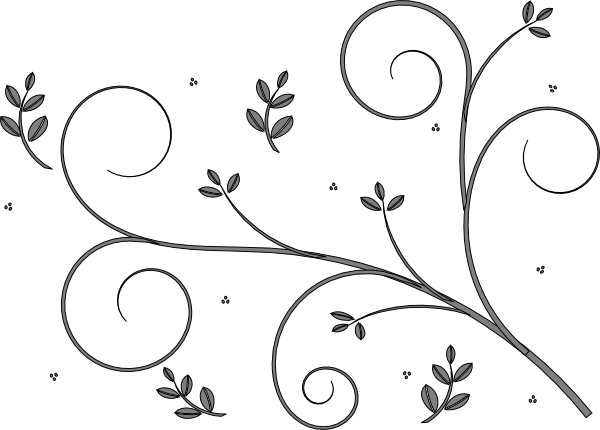 Grey Backwards Floral Design Clip Art - Grey Floral Design Png (600x430), Png Download