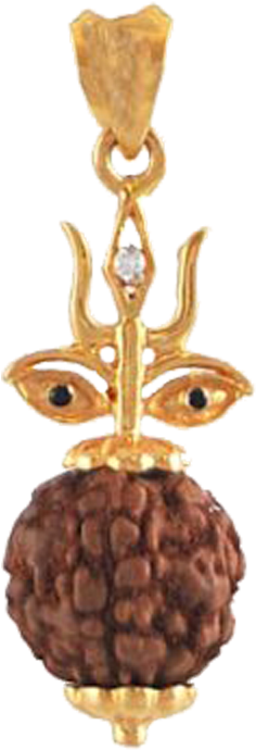 Trishul Eye Rudraksha Gold Pendant - Locket (700x700), Png Download
