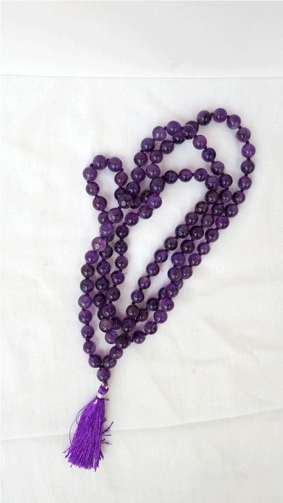 108-bead Amethyst Mala, Knotted - Bead (1000x1000), Png Download