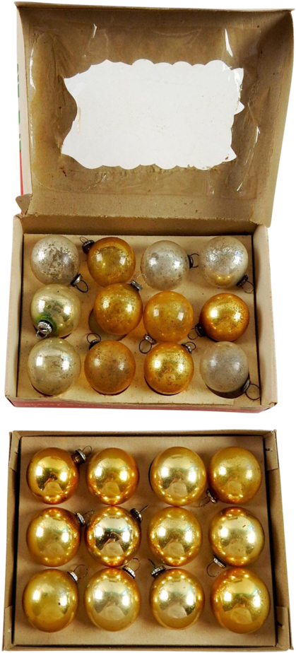Gold & Silver Vintage Christmas Ornaments - Silver (463x1024), Png Download