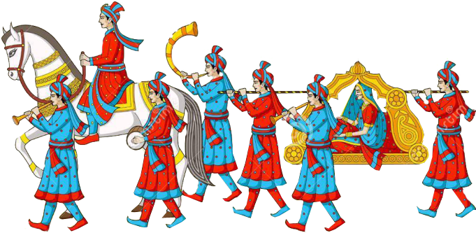 Wedding Pencil And In Color - Baraat Clipart (682x347), Png Download