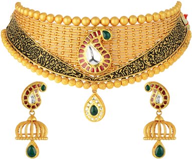 Orra Gold Set Necklace - Jolri Png (400x400), Png Download