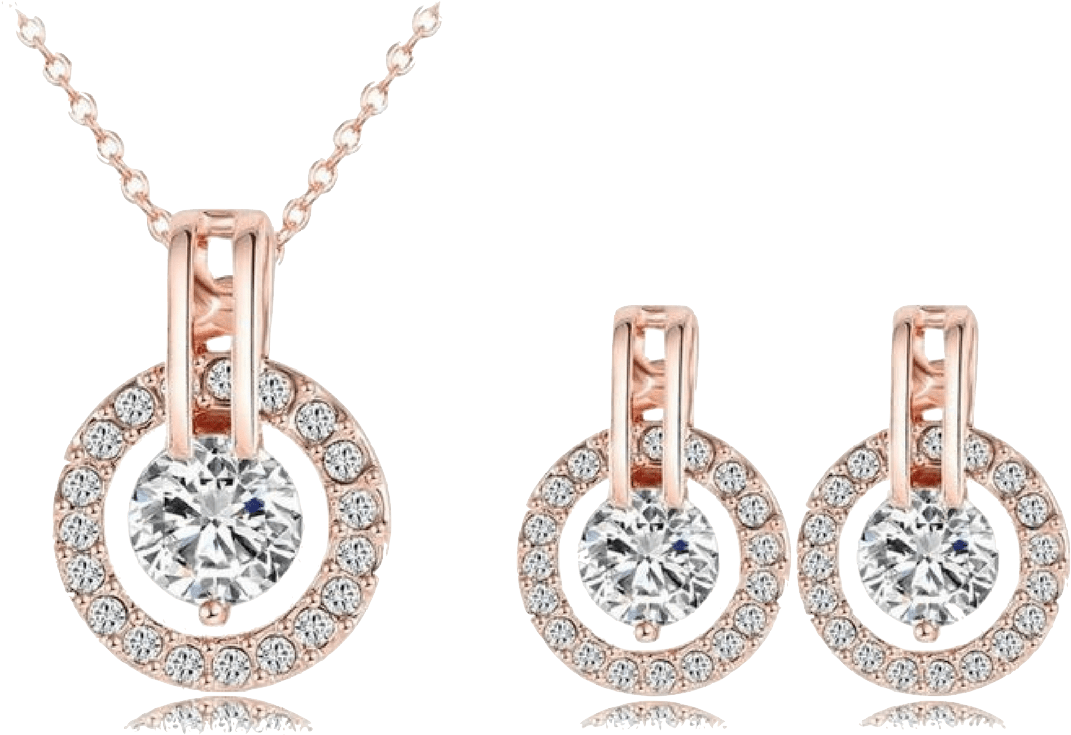 Jeminee Jewellery Angelina Rose Gold Crystal Necklace - Rose Gold 18k Necklac (1200x1200), Png Download