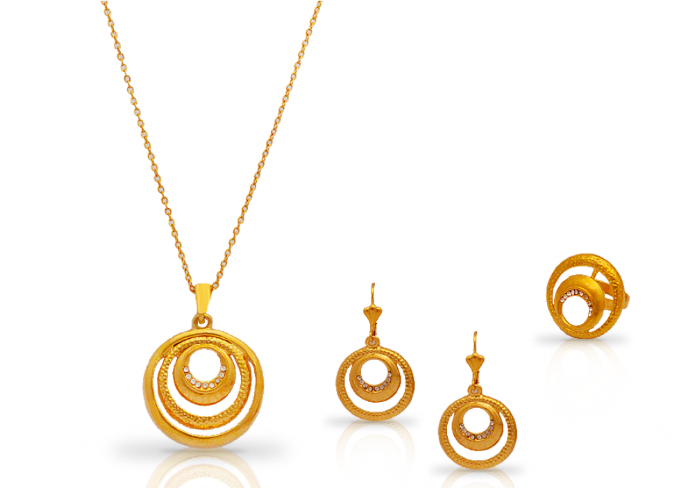 Dakkak 18k Gold Plated Round Shape Designed Jewellery - Gold (1000x1000), Png Download