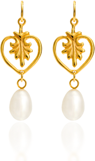 Anthemion Earrings In 18kt Yellow Gold Set With Pearls - Earrings (1000x1000), Png Download