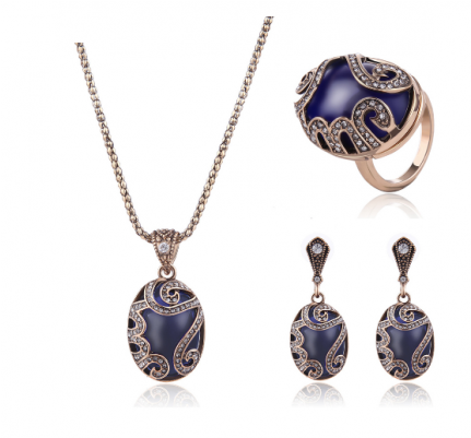 Easter Bridal Accessories Gold Plated Imitation Blue - Korean Women Jewelry Necklaces Rhinestone Faux Sapphire (600x400), Png Download